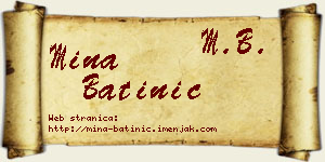 Mina Batinić vizit kartica